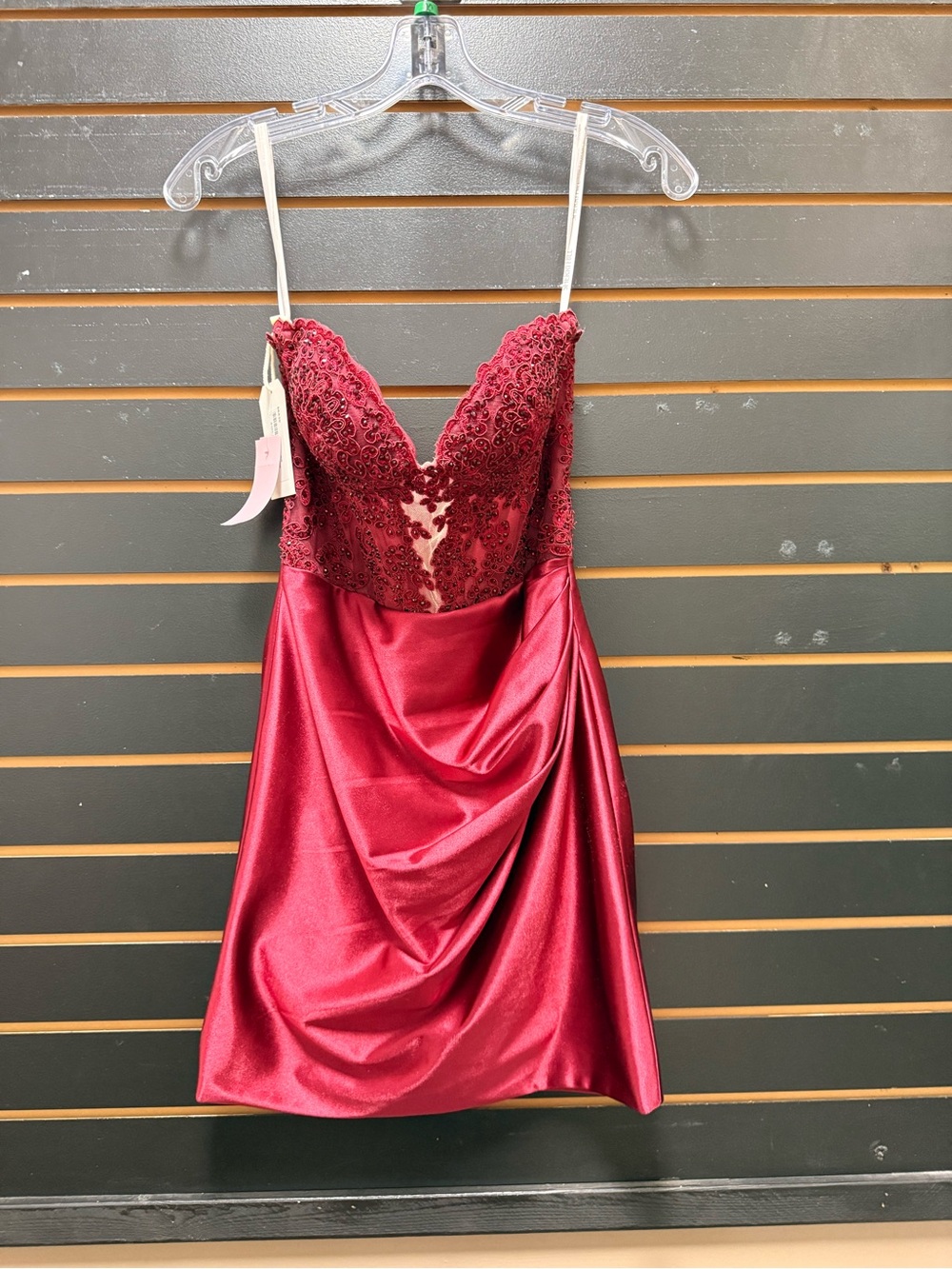 Sherri Hill 56539 Wine Sequin Lace Corset Cocktail Dress 00 NWT